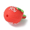 Cartoon Double Sided Apple with Word Thank you Silicone Beads SIL-V001-09A-2