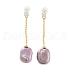 Mother's Day Jewellery Rectangle Natural Pearl Earrings for Women EJEW-E303-05G-1