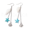 Shell Shape with Starfish Dangle Earrings EJEW-TA00640-2