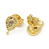 Brass Micro Pave Clear Cubic Zirconia Stud Earring Findings KK-S530-01G-3