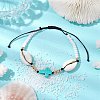 Corss Synthetic Turquoise & Natural Cowrie Shell Braided Bead Bracelets BJEW-JB10357-01-2