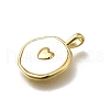 Brass Pave Natural Shell Pendants KK-C090-47G-2