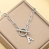 Stainless Steel Paperclip Chain Initial Necklaces with OT Clasps WGD6039-01-1
