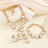 Letter S Alloy & Crystal Rhinestone & Plastic Pearl Chain Necklace & Stud Earring & Link Bracelet & Ring FS-WG52E62-01-4