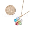 Glass & Glass Seed Beads Flower Pendant Necklaces NJEW-MZ00104-02-3