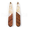 Transparent Resin & Walnut Wood Pendants RESI-TAC0021-109-3