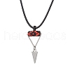 Cylinder Seed Beaded Evil Eye & Alloy Pyramid Cone Pendant Necklaces NJEW-MZ00105-04-2