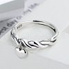 Heart Twist 925 Sterling Silver Adjustable Rings FS-WG50669-01-4