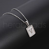 Rectangle Stainless Steel Pave Natural White Shell Pendant Necklaces FS-WG3D812-22-1