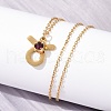 304 Stainless Steel Glass Drill Birth Stone Constellation Pendant Necklaces STAS-D305-08G-B-4
