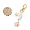 2Pcs Starfish & Sea Turtle Synthetic Turquoise & Natural White Mother of Pearl Shell Chip Pendant Decorations HJEW-JM03169-5