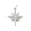 Brass Micro Pave Clear Cubic Zirconia Star Connector Charms with Jump Rings KK-V011-64P-1
