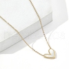 Natural Shell Heart Pendant Necklace with 201 Stainless Steel Cable Chains NJEW-D055-04G-1