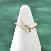 Brass Micro Pave Cubic Zirconia and Shell Pearl Cuff Rings RJEW-D318-01G-1