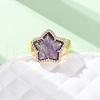 Star Natural Amethyst Cubic Zirconia Cuff Rings RJEW-M076-02G-08-5