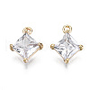 Brass Micro Pave Clear Cubic Zirconia Charms KK-T056-65G-NF-1