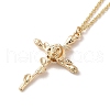 304 Stainless Steel Cross with Flower Pendant Necklaces for Women NJEW-A020-03F-G-1
