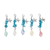 Glass Conch & Alloy Starfish Pendant Decorations HJEW-JM03217-2