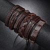 6Pcs 6 Style Adjustable Braided Imitation Leather Cord Bracelet Sets BJEW-F458-04-7