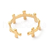 Ion Plating(IP) 304 Stainless Steel Cross Open Cuff Ring for Women RJEW-K245-26G-2