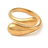 Ion Plating(IP) 304 Stainless Steel Teardrop Open Cuff Rings for Wome RJEW-Z054-06G-02-2