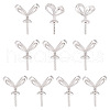 GOMAKERER 10Pcs Rhodium Plated Rack Plating 925 Sterling Silver Rabbit Ear Peg Bails FIND-GO0002-68-1