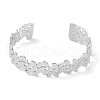 Non-Tarnish 304 Stainless Steel Flower Open Cuff Bangles for Women BJEW-C071-14P-2