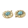 PVD Vacuum Plating 201 Stainless Steel Synthetic Turquoise Pendants STAS-C064-VC875-1-4