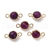 Natural Dyed Natural White Jade Faceted Round Links Connector Charms G-G175-01G-01-1