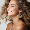 ANATTASOUL 3 Pairs 3Colors Alloy Moon with Flower Chandelier Earrings EJEW-AN0003-88-5