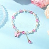 Frosted Dyed Synthetic Moonstone & Shell Pearl Round Beads Stretch Bracelets BJEW-JB11822-04-1
