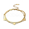304 Stainless Steel Double Layer Heart Link Chain Anklets for Women AJEW-Q012-01G-2