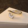 Flat Round Brass with Crystal Rhinestone Finger Rings FS-WG97854-02-2