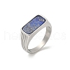 316L Stainless Steel Natural Lapis Lazuli Finger Rings for Women RJEW-U054-02C-03P-4