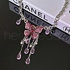 Butterfly Alloy Rose Rhinestone Pendant Necklaces for Women FS-WGF6542-01-2