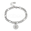 304 Stainless Steel Flat Round with Hamsa Hand Charm Bracelets BJEW-A036-13P-4