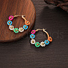 Flower Brass Glass Seed Beaded Hoop Earrings FS-WG0698E-01-4