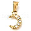 Ion Plating(IP) 304 Stainless Steel Charms with Rhinestone STAS-Z113-11G-1