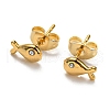 PVD Vacuum Plating 304 Stainless Steel Fish Stud Earrings with Rhinestone for Women STAS-D087-11G-1