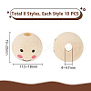    80pcs 8 styles Natural Wood European Beads WOOD-PH0002-68-2