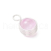 Dyed Natural Selenite Copper Wire Wrapped Round Pendants PALLOY-JF03770-02-4