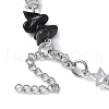 Natural Obsidian Chip Link Bracelets BJEW-JB11592-02-4
