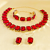 Alloy & Glass Rectangle Link Chain Necklaces & Bracelet & Dangle Earrings Sets FS-WGC2D75-05-1