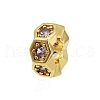 Wave Edge Flat Round Rack Plating Brass Cubic Zirconia European Beads KK-L236-12G-1