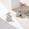 Rack Plating Brass Micro Pave Clear Cubic Zirconia Stud Earrings EJEW-K299-01P-L-3