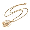 304 Stainless Steel Oval with Hollow Juses Pendant Necklaces NJEW-K283-05G-2