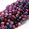 Dyed Natural Agate Faceted Round Beads Strands G-E320E-8mm-02-1