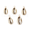 Electroplated Natural Cowrie Shell Pendants PALLOY-JF03912-1