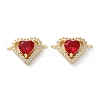 Rack Plating Brass Cubic Zirconia Heart Connector Charm KK-C084-04G-2