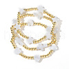 3Pcs Brass Round Beads Strertch Bracelets SI5591-4-1